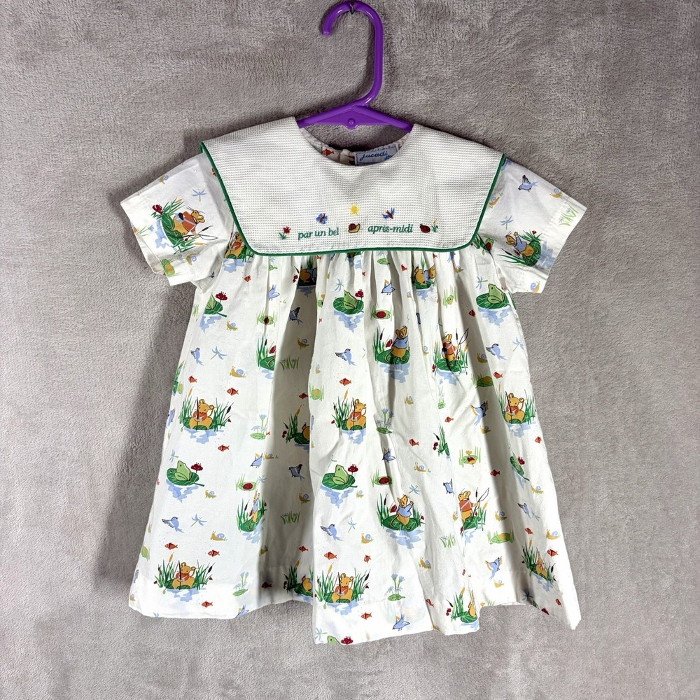 Jacadi Storybook Animal Print Baby Dress 12M Retro French Country Cottagecore